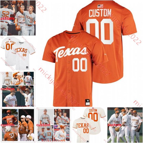 Stitched Texas Longhorns Custom Baseball Jersey Your Favorite Players Belt Clemens Street Jungmann Clemens Todd Kennedy