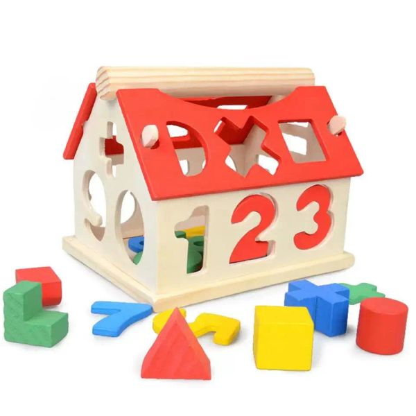 wholesale Kids Montessori Math Toys For Toddlers Educational Wooden Puzzle Toys Count Number House Shape Matching Sorter Games Board Toy Z25