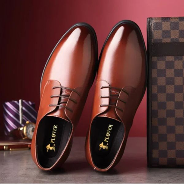 Natural Gumrukfree Genuine Leather Dress Shoes Man Oxfords Lace Up Social Shoe for Men Suit Party Trend y ner 241118