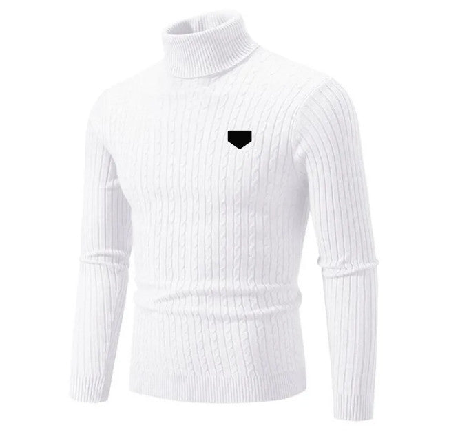 New 2024 Luxury Brand Mens Sweaters High Quality Long Sleeve Sweater Simple Solid High collar Casual Knitted Pullovers Men Sportwear Jumpers Men&#03