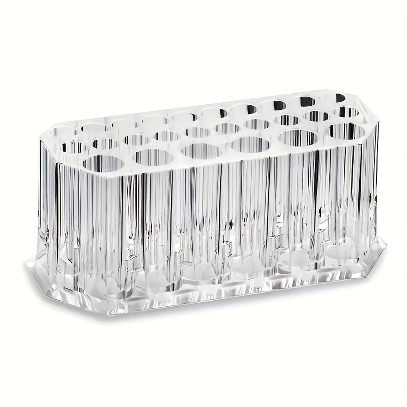 TEMU 26-slot Acrylic Nail Art & Makeup Brush Organizer - Sleek, Transparent Desktop Storage Solution For Beauty Enthusiasts