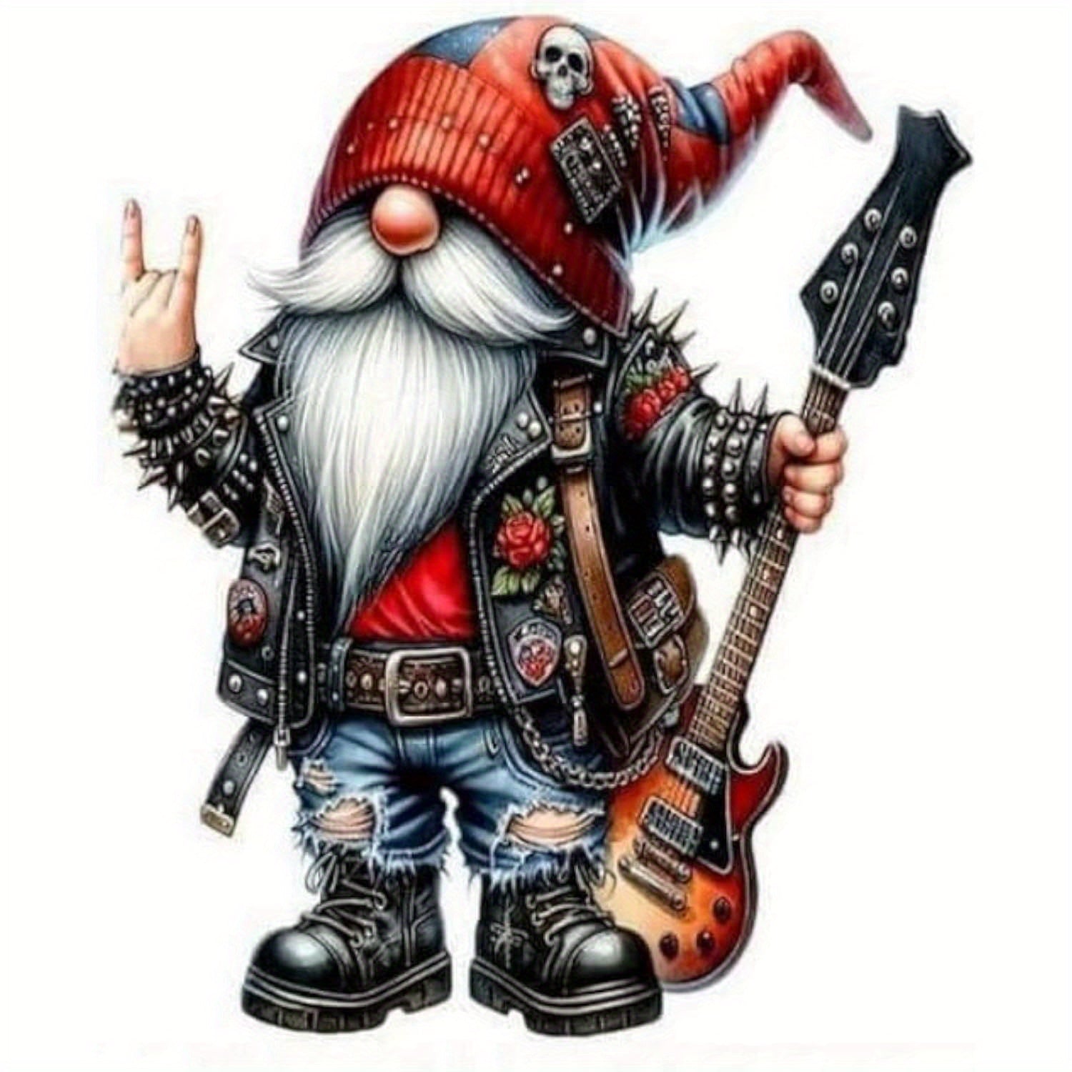 TEMU 2d Flat Floatinghippy Gnome Playing Guitar Decal Sticker For Drink Tumblers, Adorable Funny Laptop Decals, Binders, Phones !