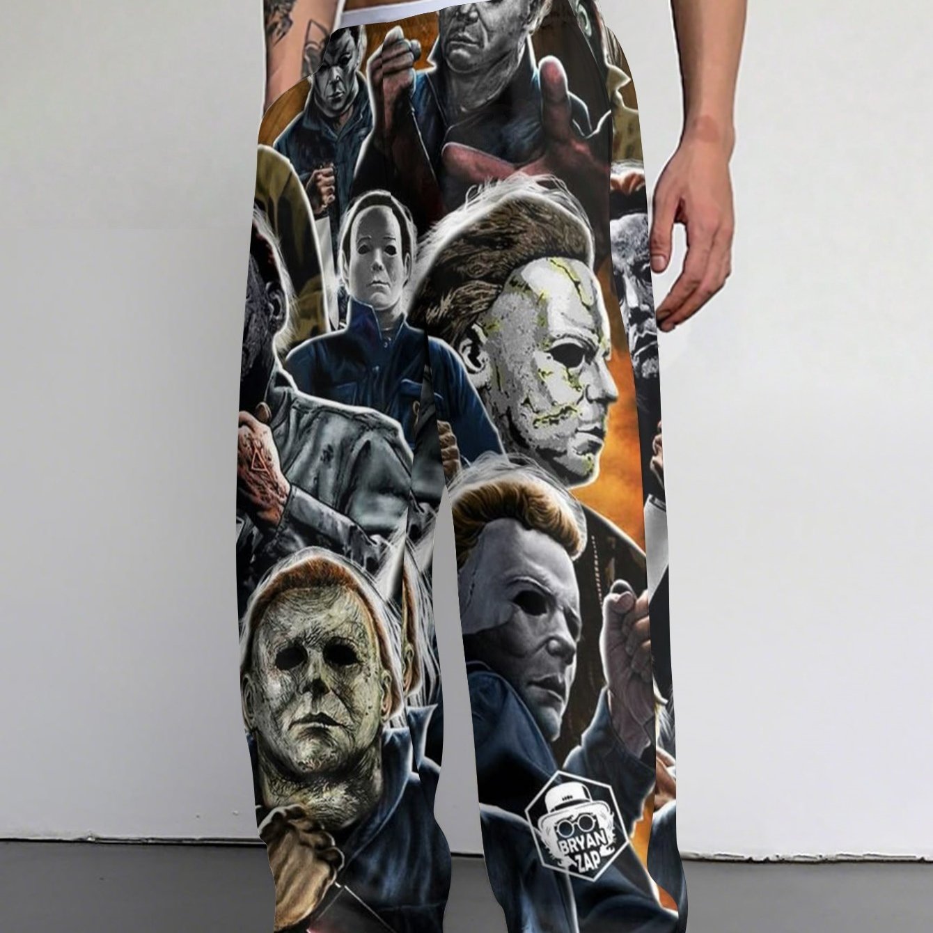 TEMU Men's Horror Movie Printed Loose Sweatpants - 3d Full- With Iconic Characters, Black Casual Pants For Casual Attire, Perfect Gift For Horror
