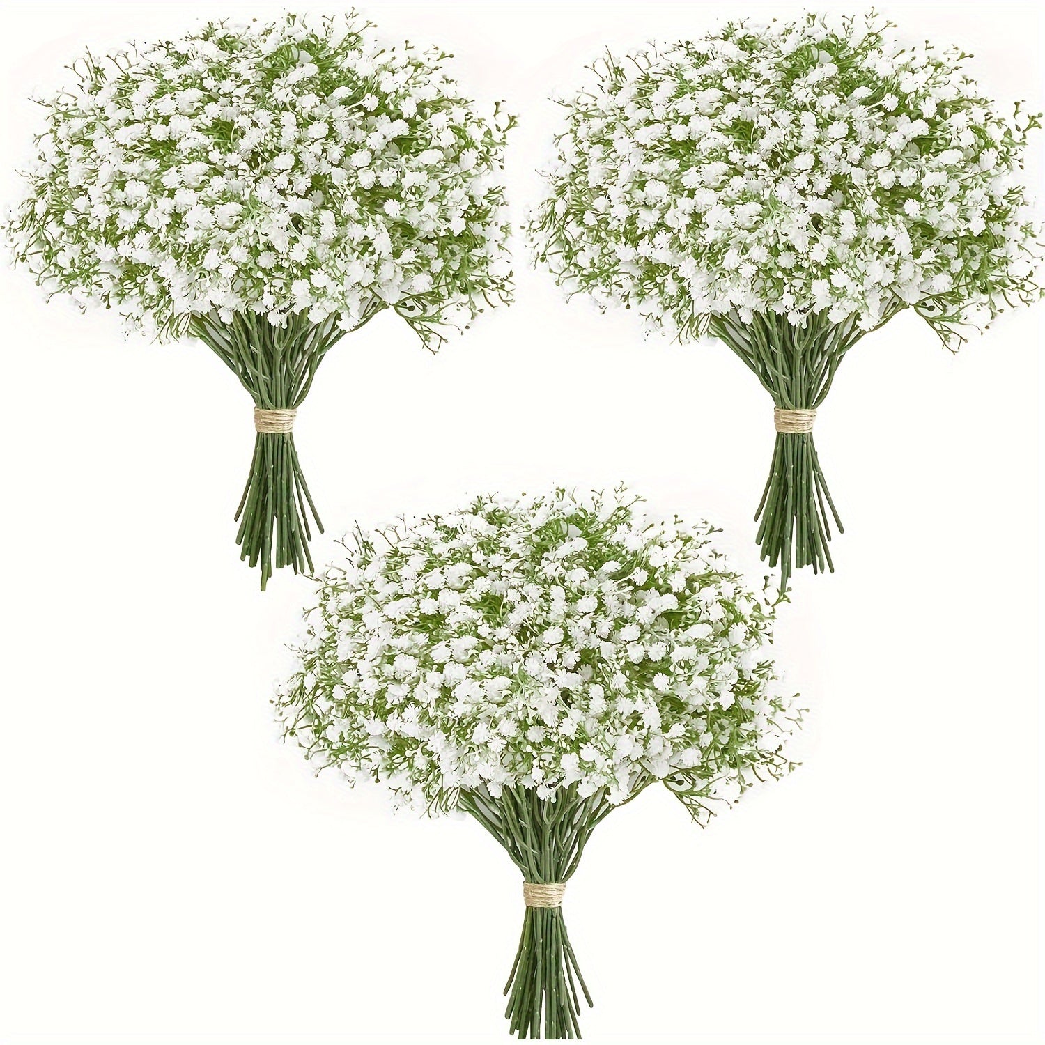 TEMU [wedding ] Elegant Real Touch White Gypsophila Bouquet - Lifelike Artificial 's Breath Flowers In Decorative Vase For Weddings, Valentine's Day,