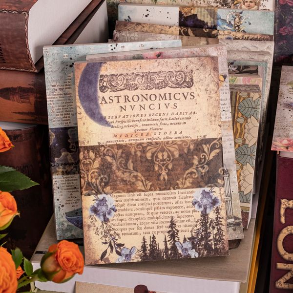 Notepads Yoofun 100sheets Large Size Vintage Scrapbooking Decor Material Papers Background Paper for Journal Diary Craft Retro Stationery 23