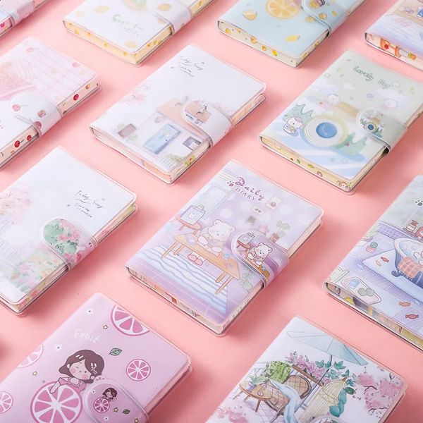 1Pc A7 Cute Cartoon Waterproof Cover Notebook Portable Mini Pocket Hasp Notepad Diary Kawaii Student Bullet Journals Planner 250116
