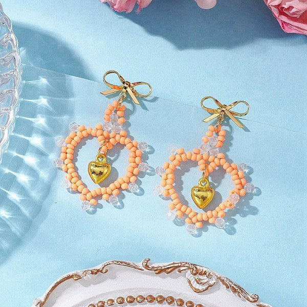 Boucles d'oreilles pendantes en perles de rocaille en verre