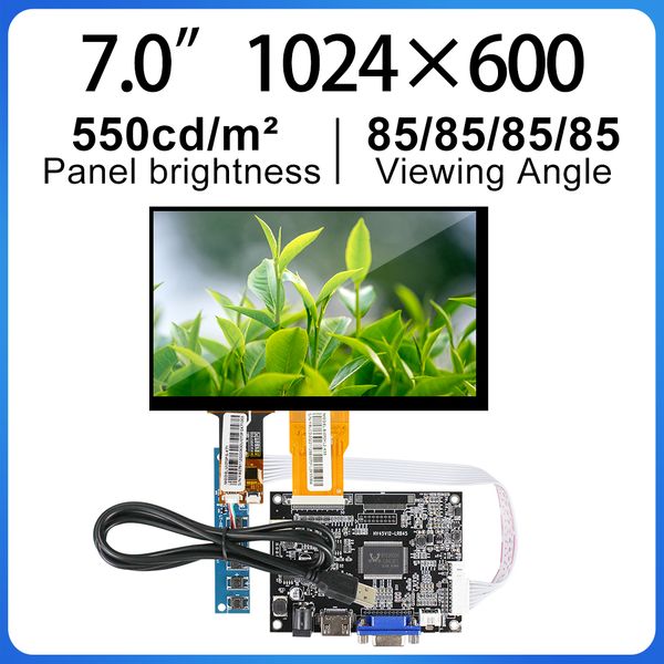 7 Inch LCD Monitor 1024*600 Screen Display Driver Controller Board For Lattepanda Raspberry Pi PC DIY Development Board