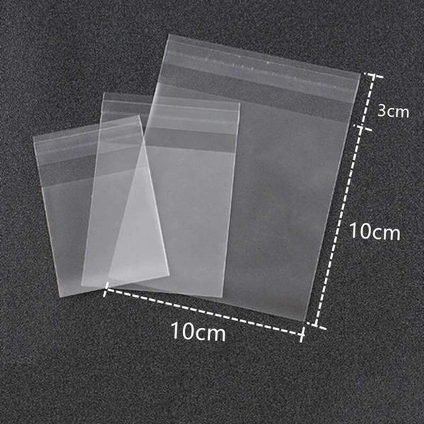 100 Piece PE Translucent Cellophane Self-Adhesive White Candy Cookie Gift Bag For Weddings, Birthday Parties, Baking