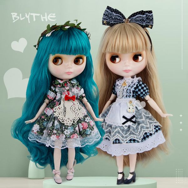 Dolls ICY DBS Blyth Doll For Series No.BL9601 Black hair Carved lips Matte face Joint body 1-6 bjd 230426