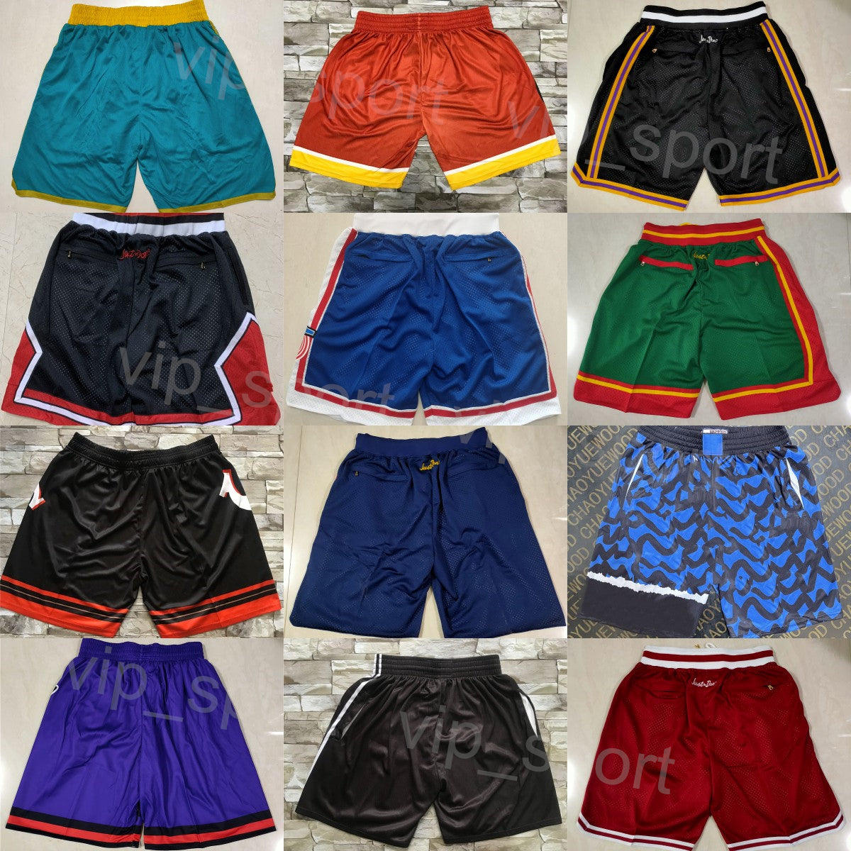 Basketball Throwback Pocket Shorts Just Don Vintage Wear Sweatpants Sport Retro With Zipper Retire Pant HipPop Elastic Waist HipPop Stitched Running