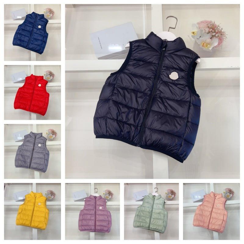 Childrens Down Vest Designer Jacket For Kids Clothing Luxury Down Coat Boys Girls Jackets Tank Tops Baby Outerwear Standing Collar Down Jacket Size