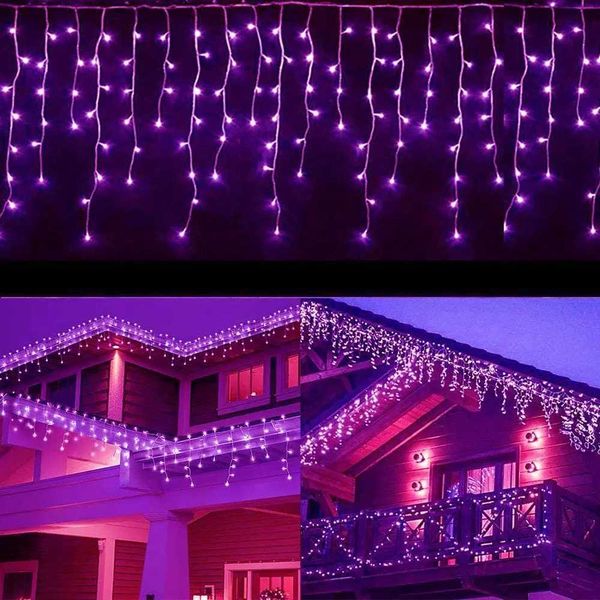 LED Ice Column Christmas Light Outdoor Ceiling Fairy String Curtain Light 4M * 0.4-0.5-0.6M Used for Christmas-New Year-Wedding Decoration X