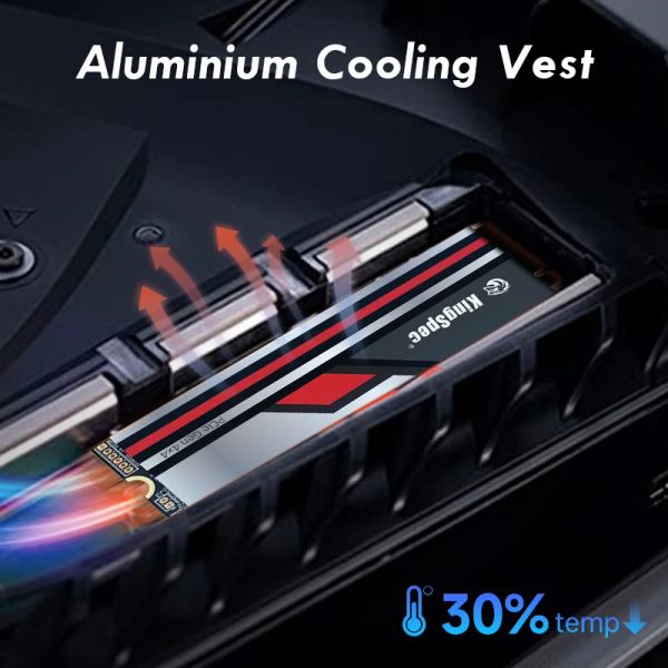 Kingspec SSD NVME M2 Pcie Gen 4 7400 Mb-s 2TB 1TB 512GB 2280 Heatsink SSD Nmve Disk Drives Internal For PS5 DIY Games Computer