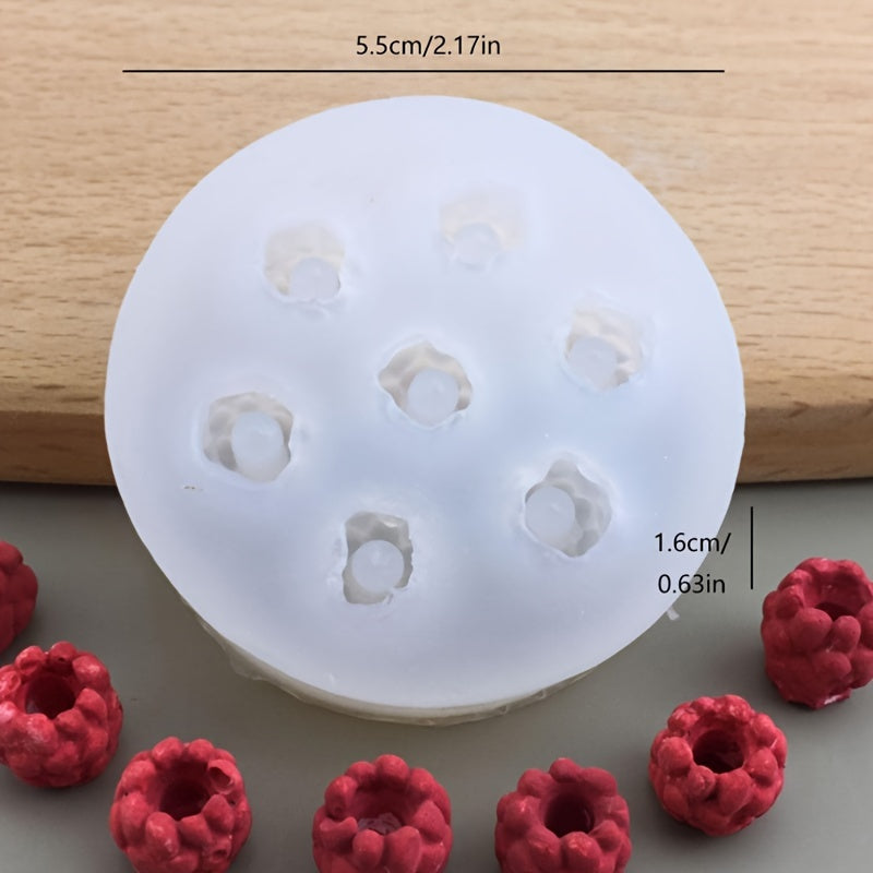 TEMU 7-cavity Raspberry Silicone Mold For Diy Chocolate, Cake Decorating & Baking - Food Grade Kitchen Tool