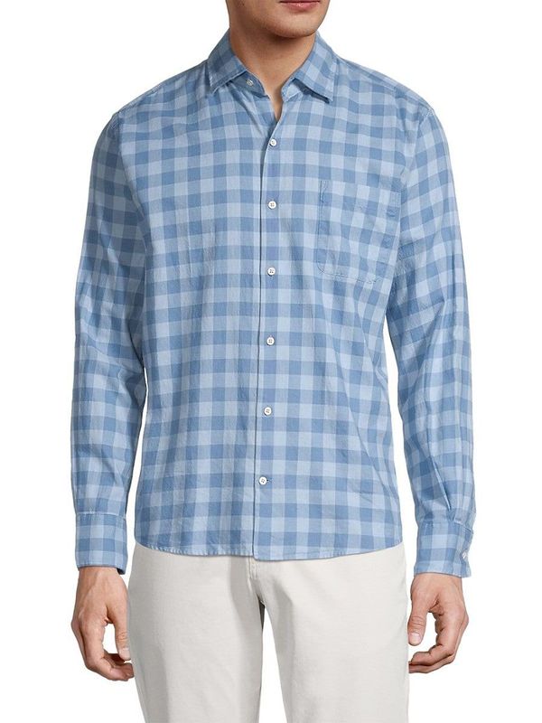 Men's Docks Cotton Long Sleeve Sport Shirt - Blue Surf