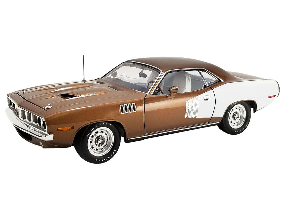1971 Plymouth Barracuda Tahitian Walnut Metallic and White Limited Edition to 402 pieces Worldwide 1-18 Diecast Model Car by ACME