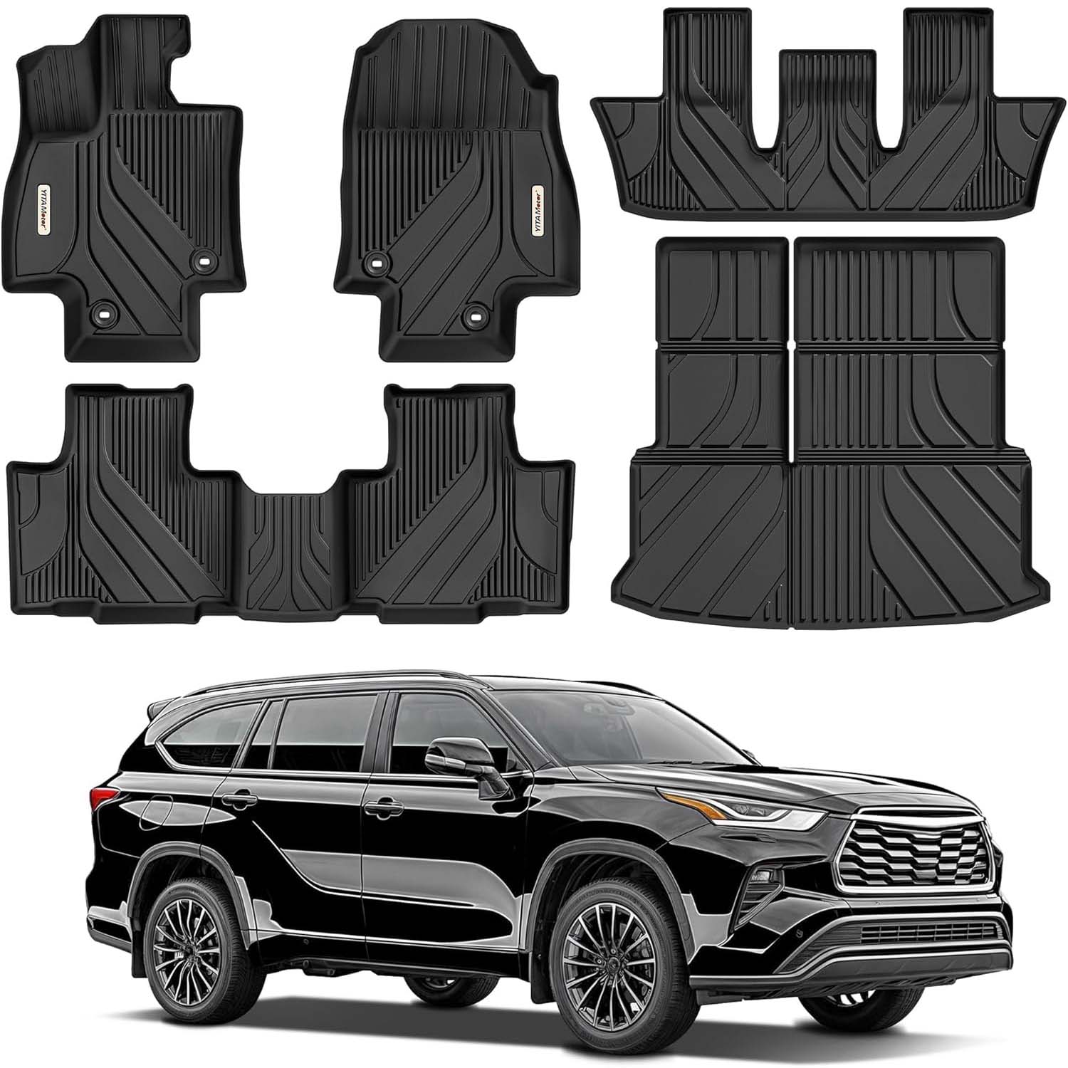 2024-2025 Toyota Grand Highlander Floor Mats - 7-Seat TPE Liners (Hybrid Compatible)