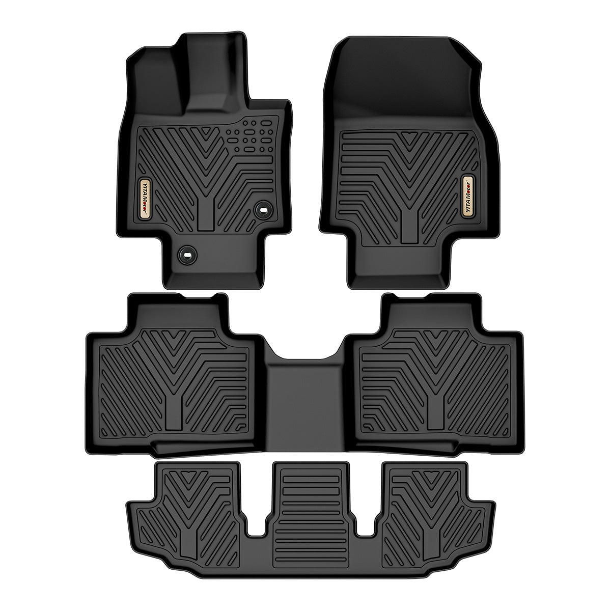3-Row Floor Mats for 2020-2025 Toyota Highlander with Center Console, Not for Hybrid Models