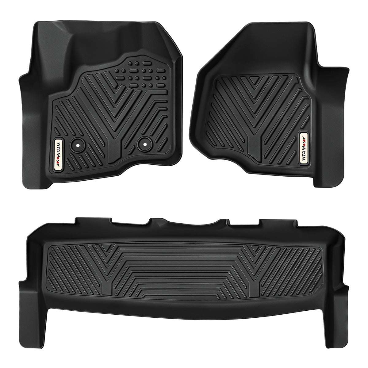 YITAMOTOR® Floor Mats for 2012-2016 Ford F-250-F-350-F-450 SuperCrew-Crew Cab, Custom Fit 1st & 2nd Row FloorLiner Set