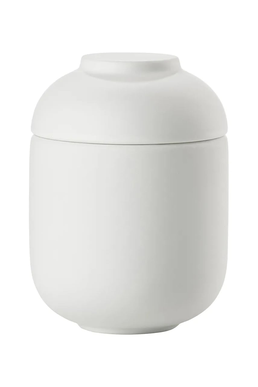 Posoda s pokrovom Zone Denmark 6,5 x 9 cm bela barva