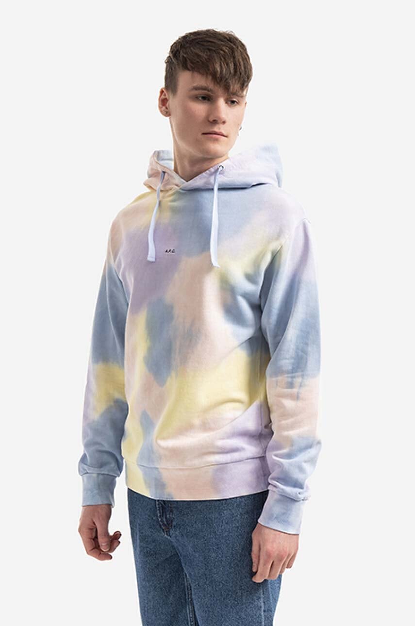 Pamučna dukserica A.P.C. Victor Hoodie za muškarce, s kapuljačom, s uzorkom, COEWP.H27703-MULTICOLOR