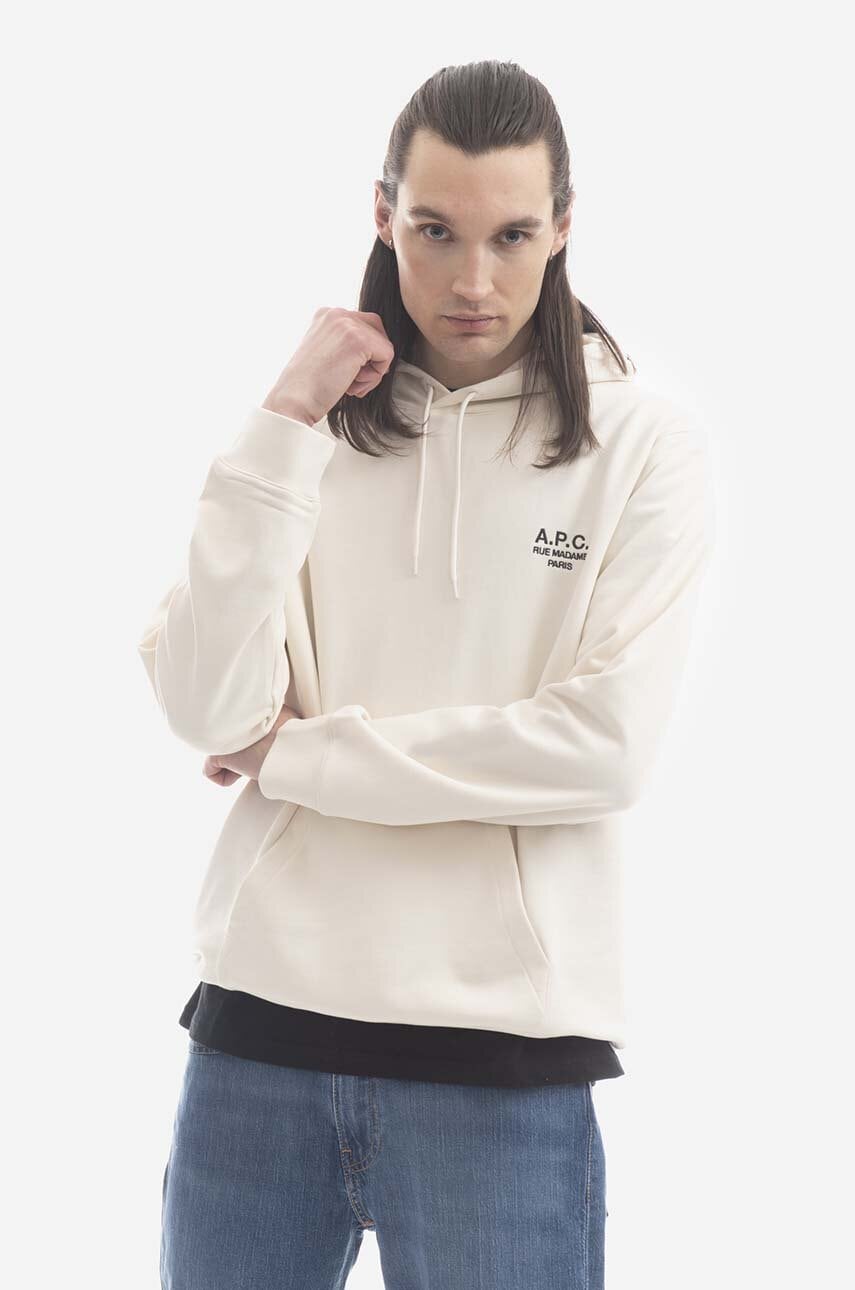 Pamučna dukserica A.P.C. Marvin Hoodie BLACK za muškarce, boja: crna, s kapuljačom, s aplikacijom, COEZD.H27733-MARINE