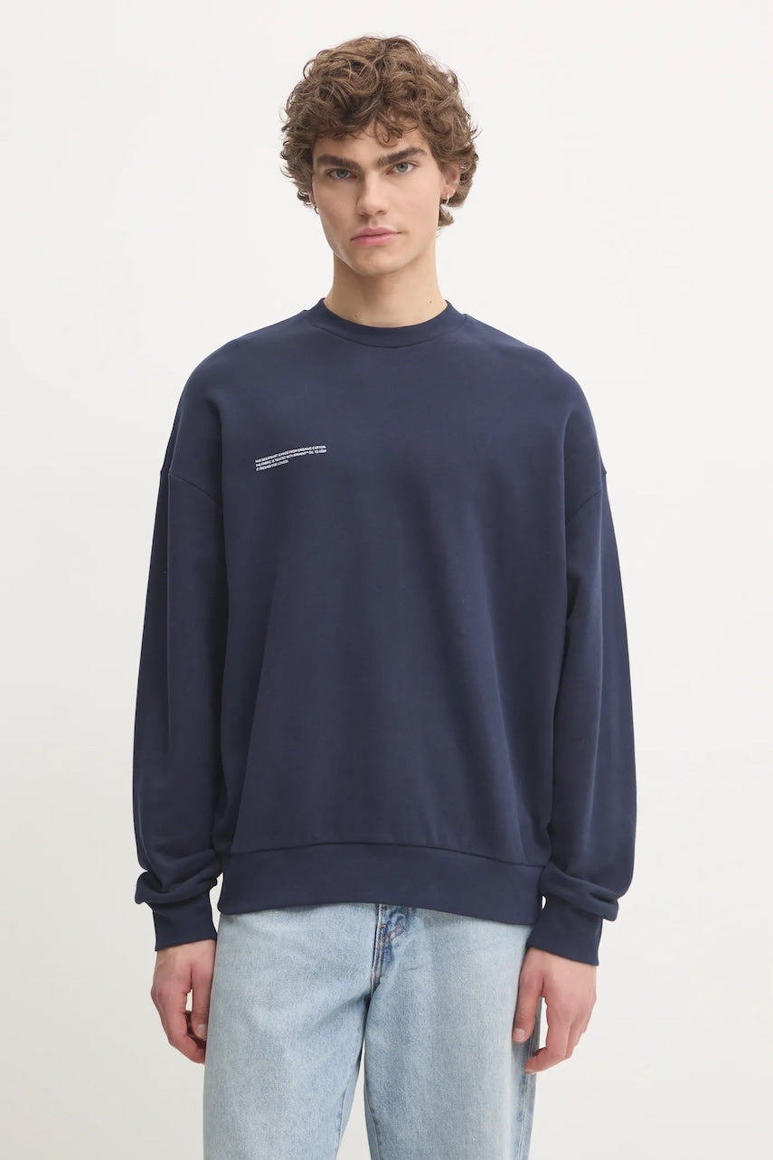 Bombažen pulover Pangaia mornarsko modra barva