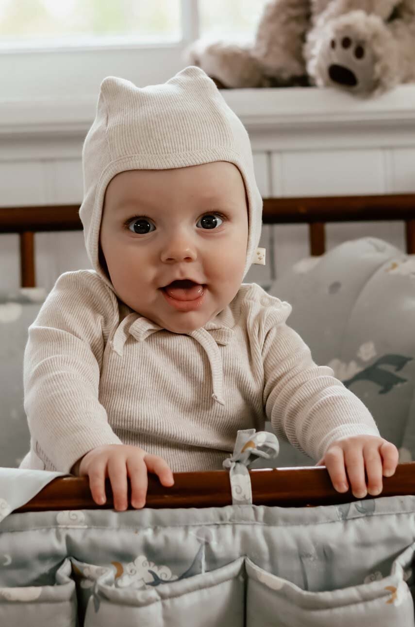 Kapa za bebe That's mine 20235 boja: bež, od tanke pletenine, pamučna, CANNA