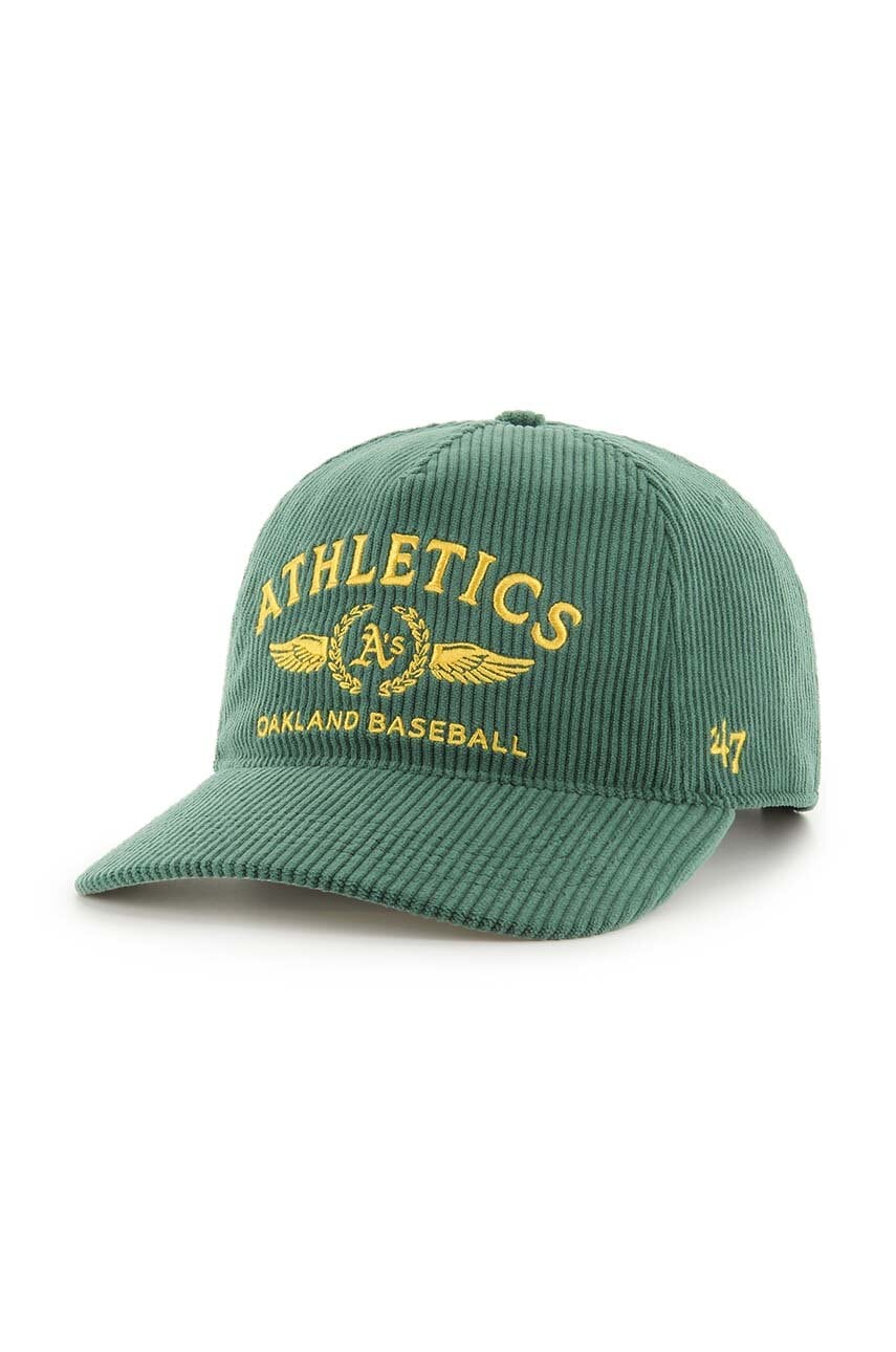 Baseball kapa iz rebrastega žameta 47 brand MLB Oakland Athletics zelena barva, B-SKYLC18EWP-DG