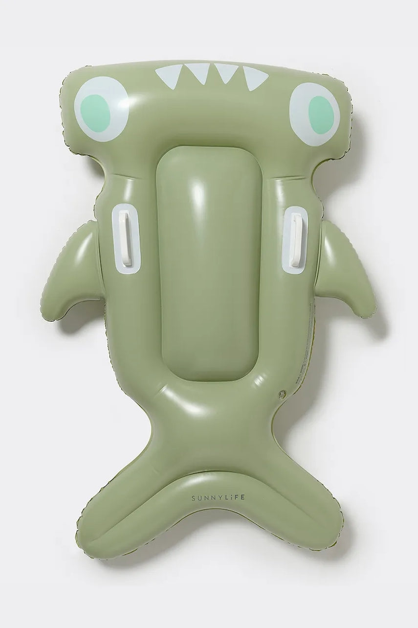 Otroška napihljiva blazina za v vodo SunnyLife Salty the Shark Khaki zelena barva