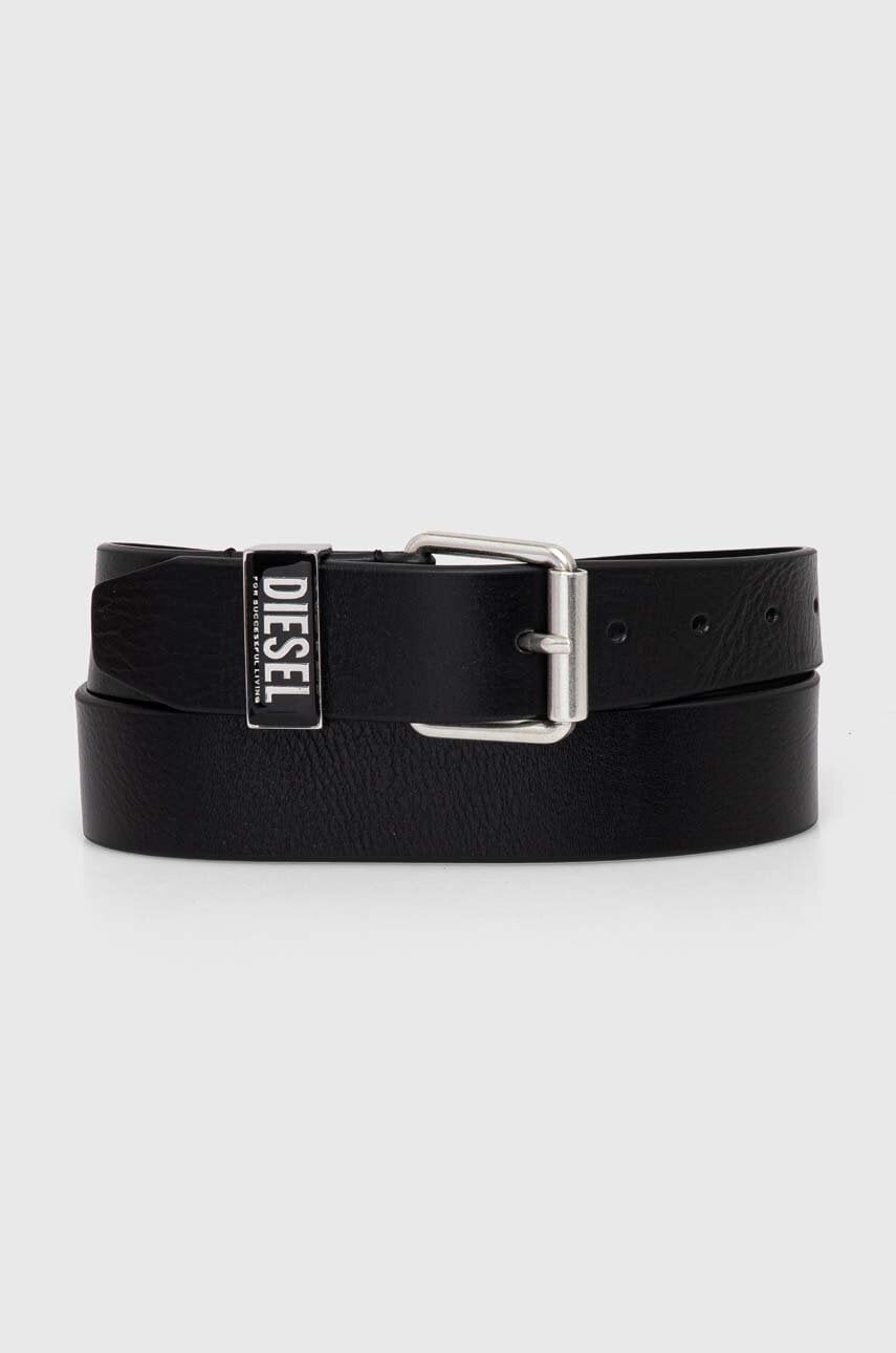 Kožni remen Diesel B-GLOSSY LOOP BELT za muškarce, boja: crna, X09797.PR227