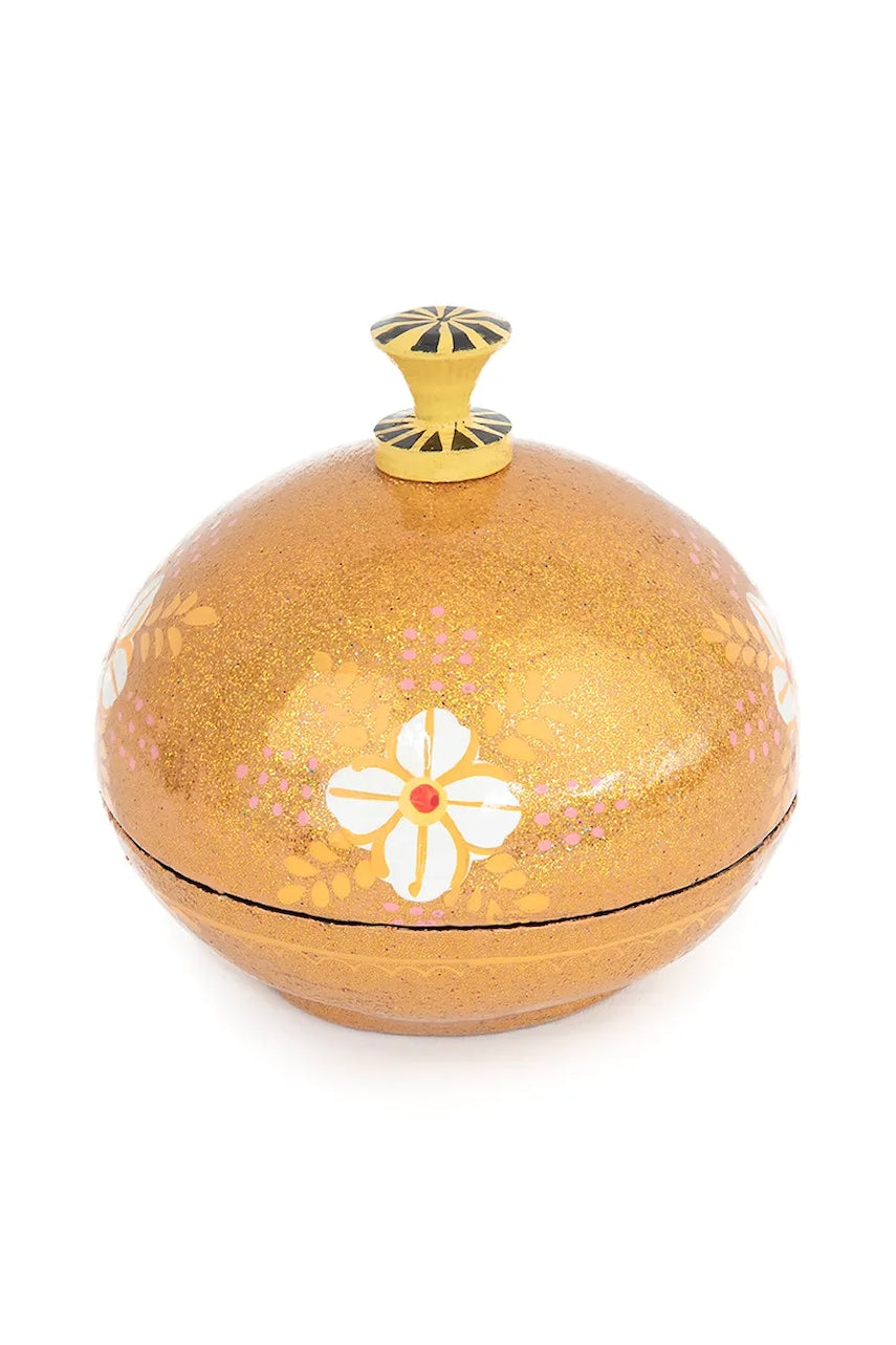 Posoda s pokrovom Helio Ferretti 12 x 12 x 12 cm rumena barva