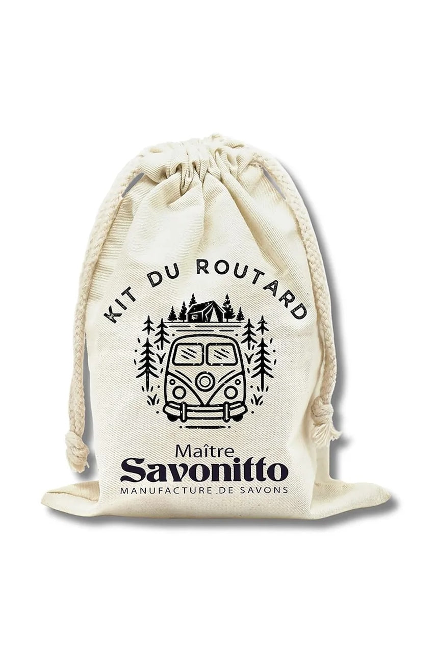 Potovalne potrebščine: odstranjevalec madežev, tekočina za pomivanje posode in milo Maitre Savonitto Backpacker Kit