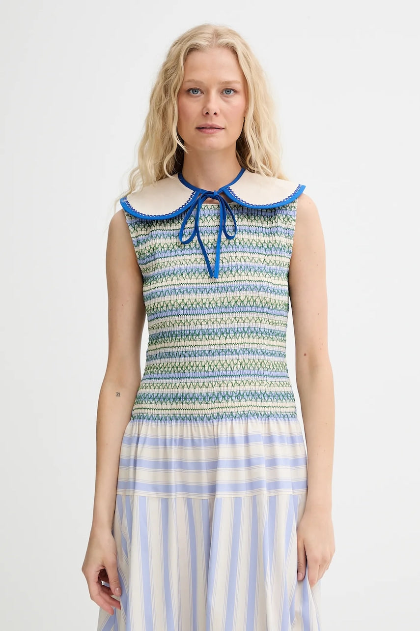 Okrasni ovratnik iz jeansa Renewed creative upcycling bež barva, Renewed INTU x Answear