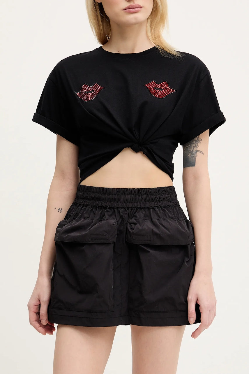 Suknja Diesel O-CEAN SKIRT boja: crna, mini, širi se prema dolje, A16818.0AKAD