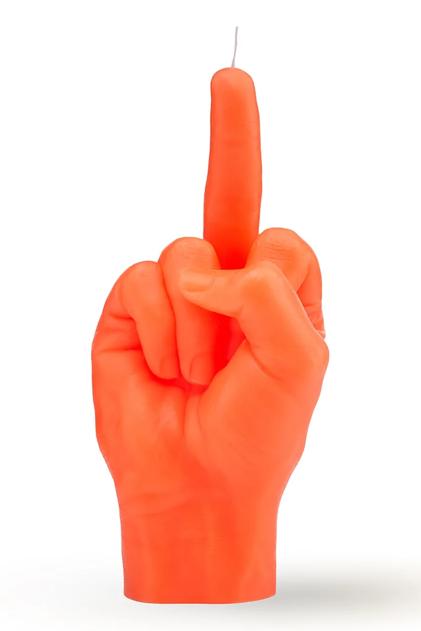 Dekorativna sveča CandleHand F*ck you 380 g oranžna barva