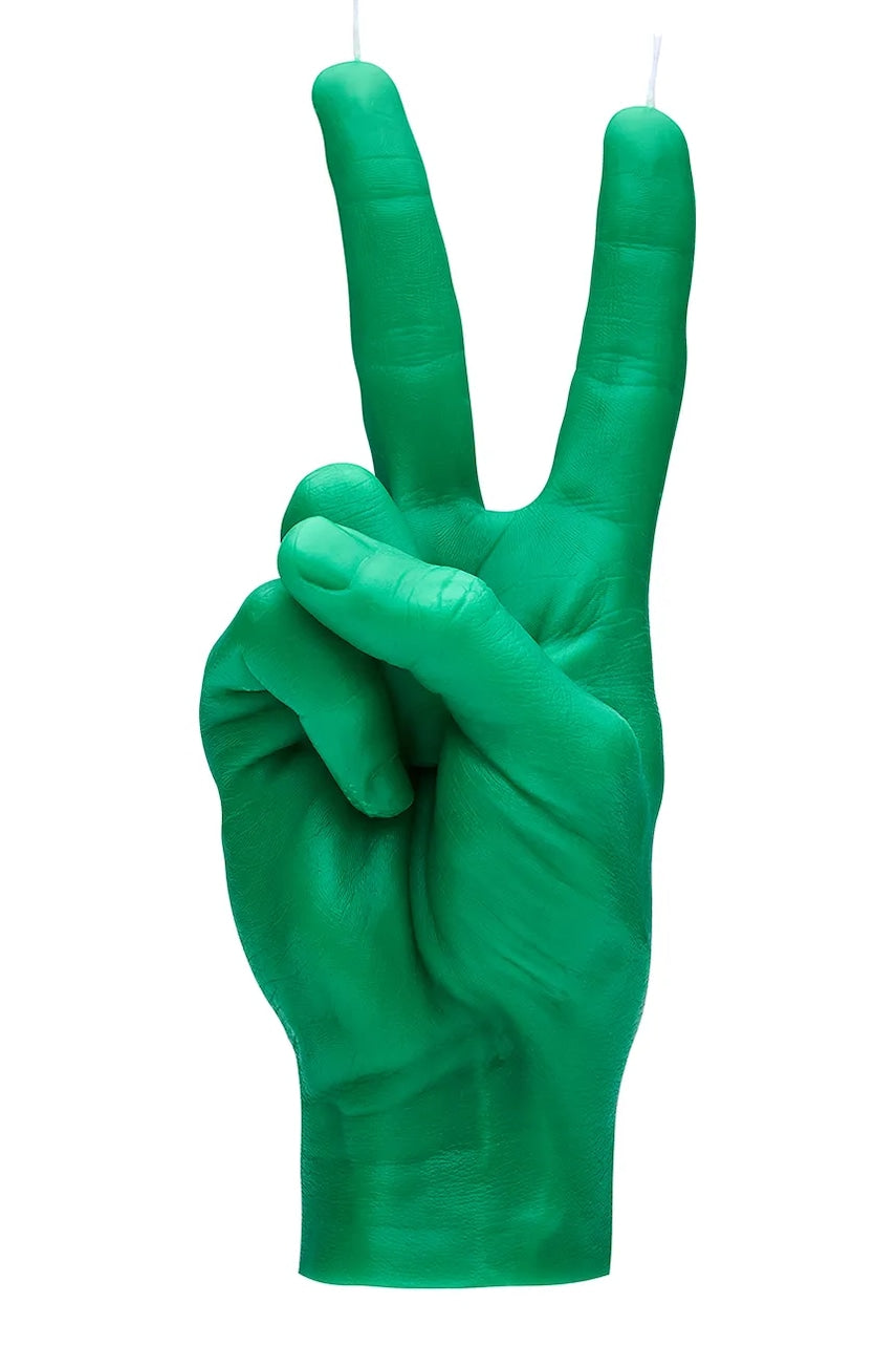 Dekorativna sveča CandleHand Peace 360 g zelena barva