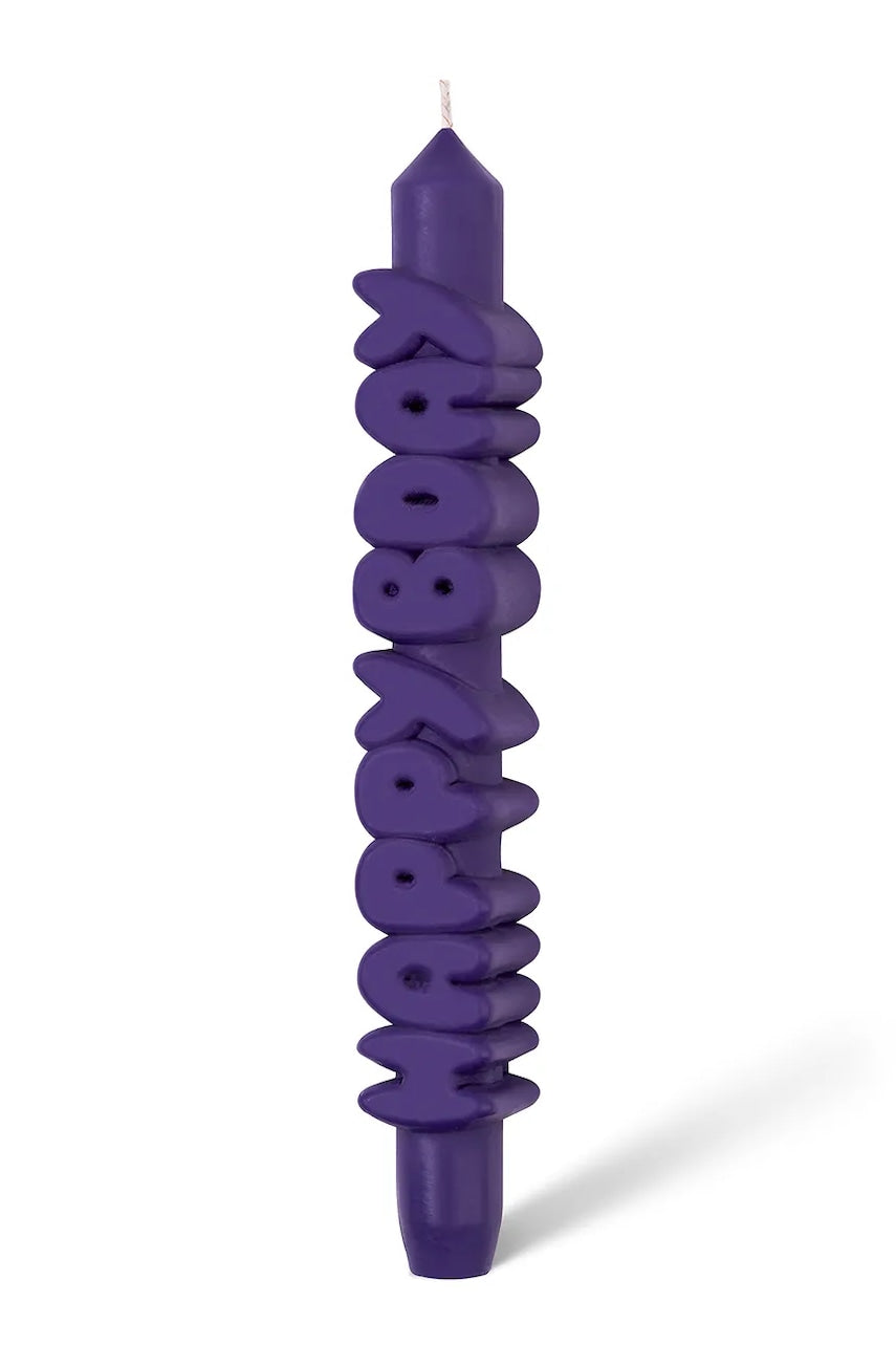 Dekorativna sveča CandleHand Happy Birthday 23 cm vijolična barva