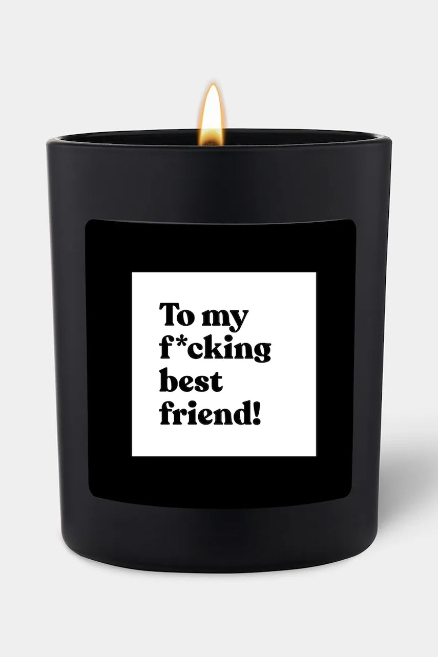 Dišeča sojina sveča CandleHand Best F*cking Friend črna barva