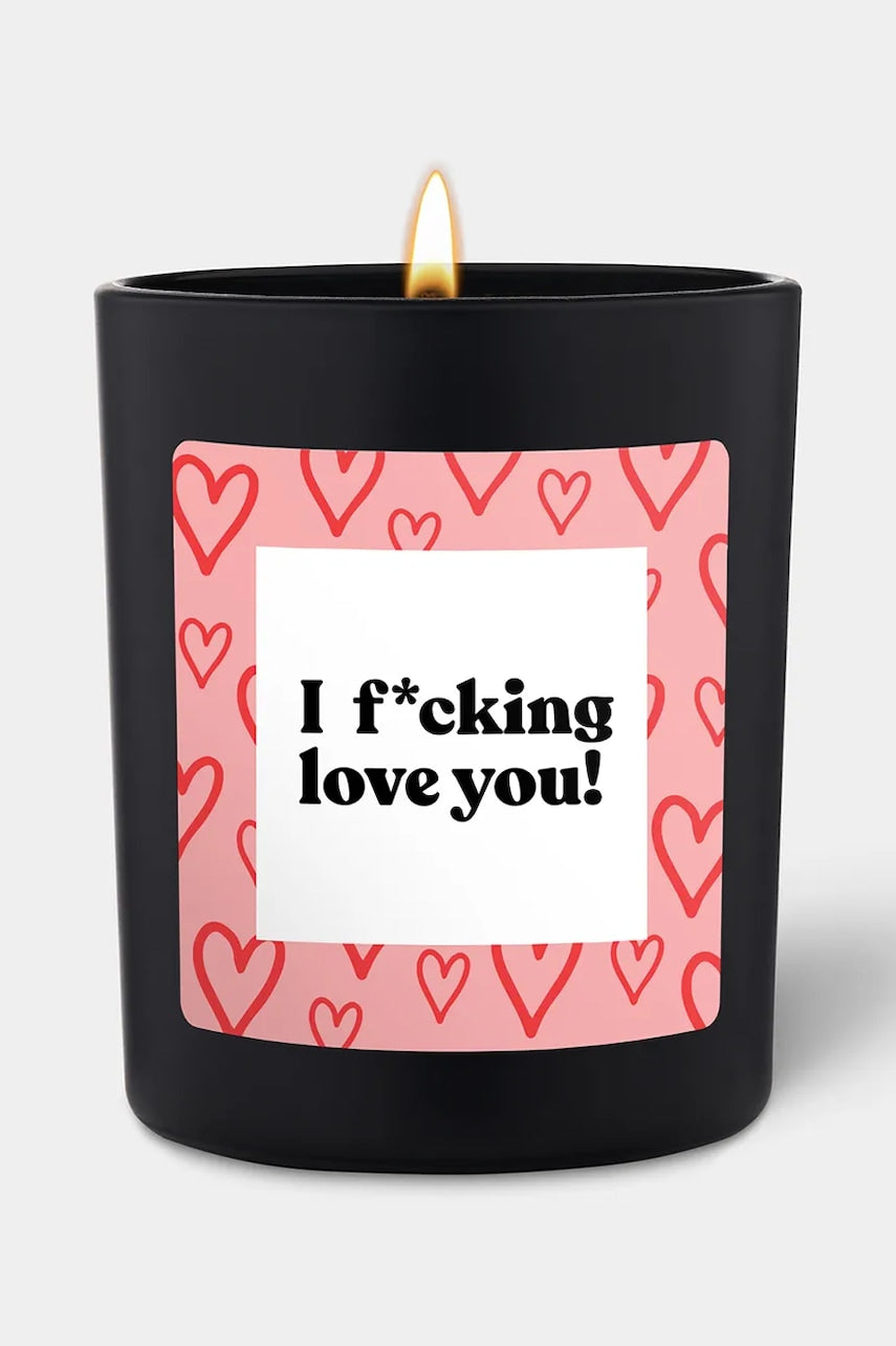 Dišeča sojina sveča CandleHand I F*cking Love You! črna barva