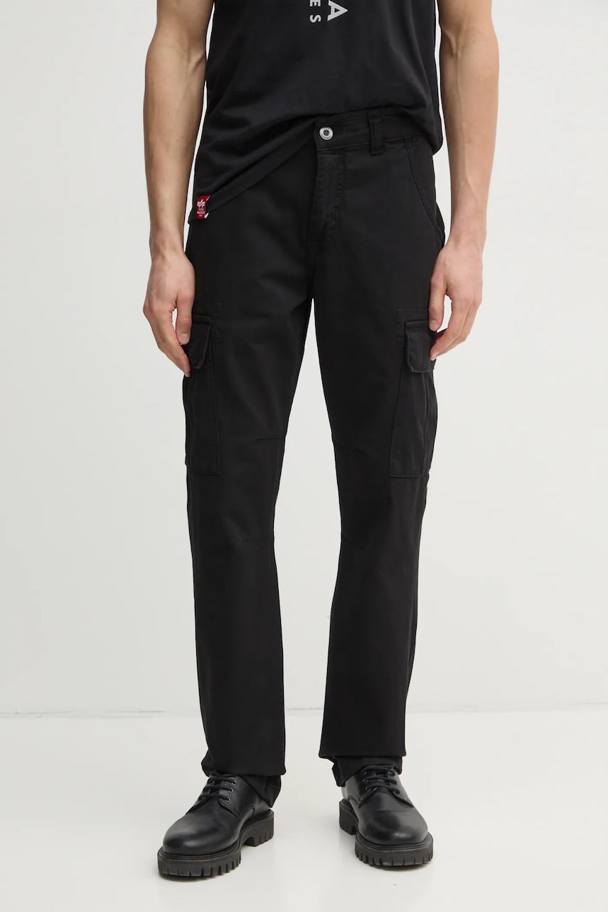 Pamučne hlače Alpha Industries Agent Pant boja: crna, cargo kroj, 158205.03-black
