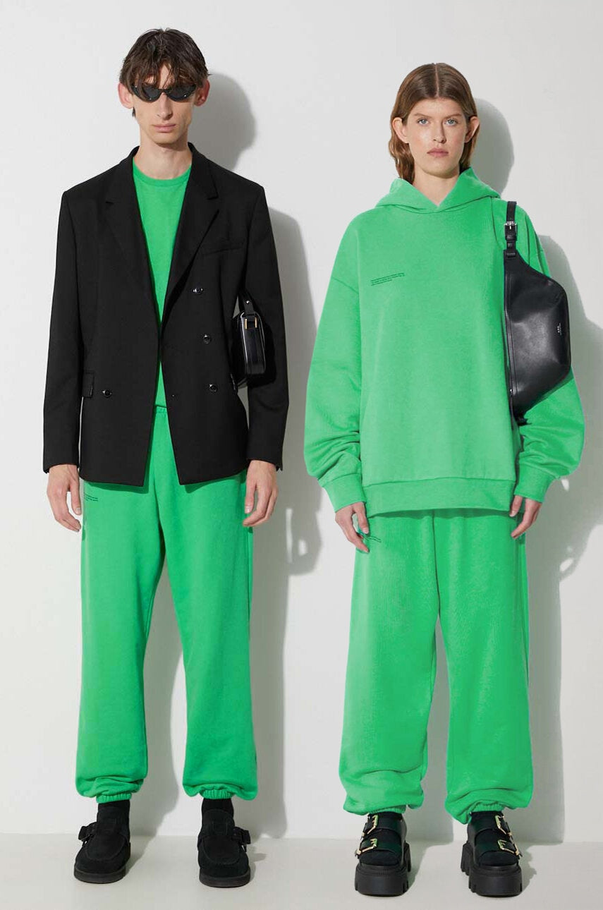 Pamučni donji dio trenirke Pangaia boja: zelena, bez uzorka