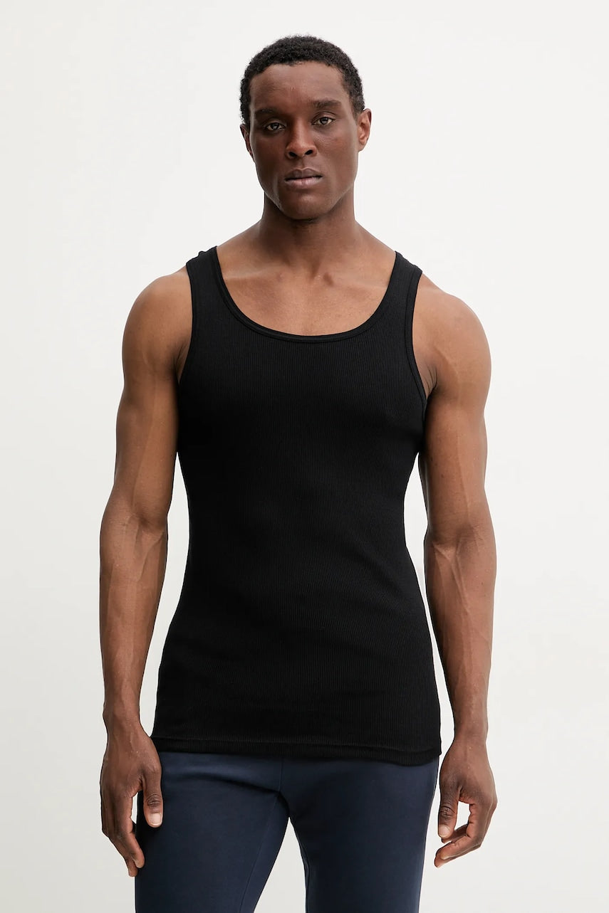 Bombažna kratka majica Resteröds ORIGINAL ribtank GOTS 2-pack črna barva, 7027.1