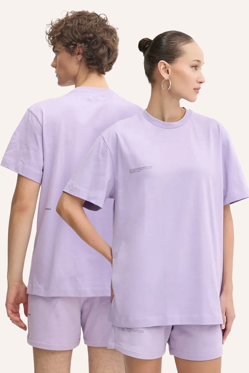 Bombažna kratka majica Pangaia vijolična barva