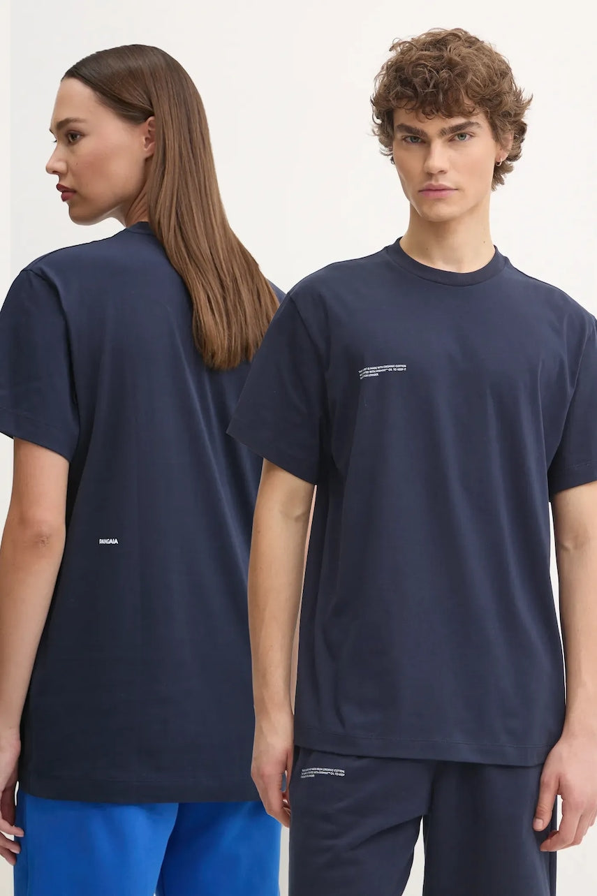 Bombažna kratka majica Pangaia mornarsko modra barva