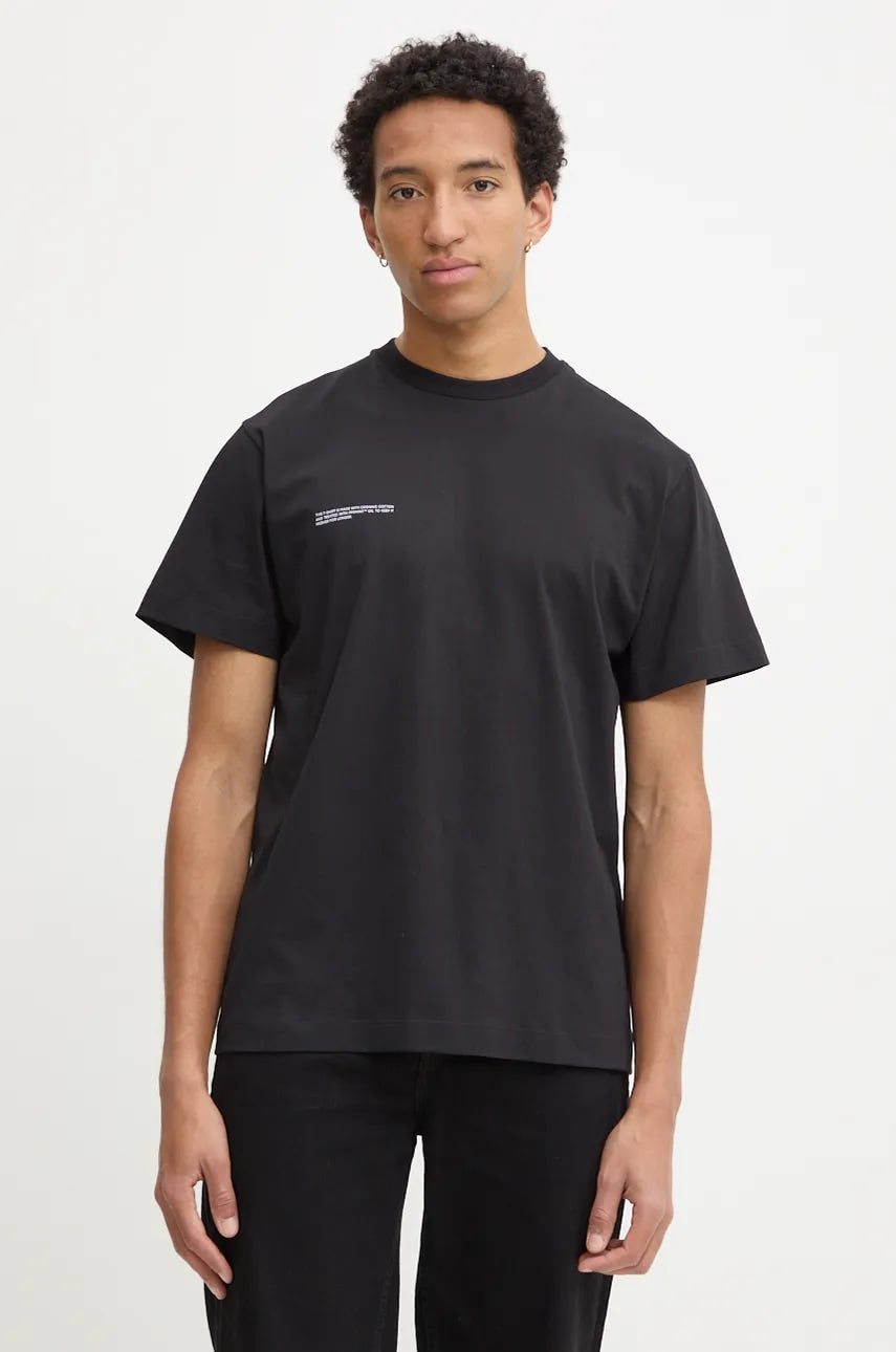 Pamučna majica Pangaia boja: crna, s tiskom