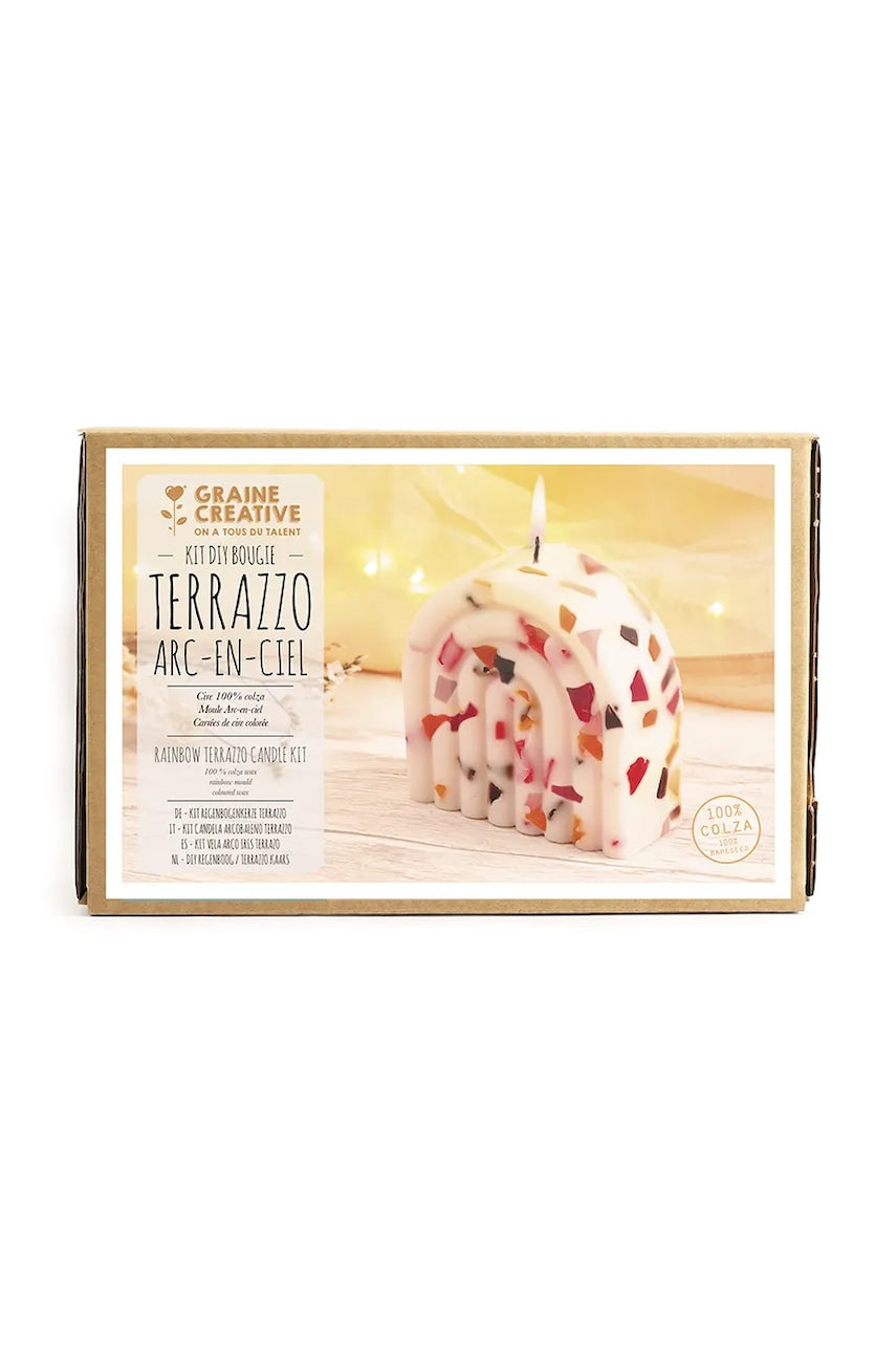 Diy komplet za izdelavo sveče Graine Creative Kit DIY Bougie Terrazzo Arc en Ciel
