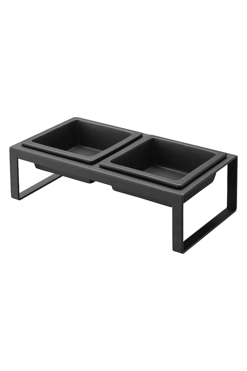 Dvojna posoda za hišnega ljubljenčka Yamazaki Tower 300 ml črna barva