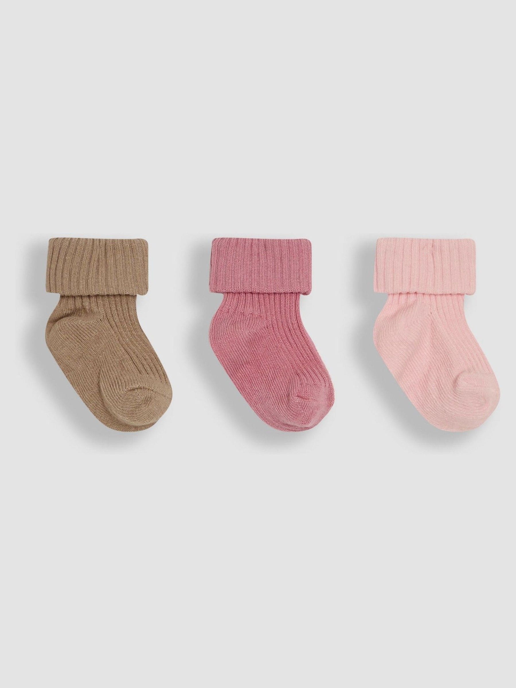 Pink 3-Pack Fold Over Socks Newborn